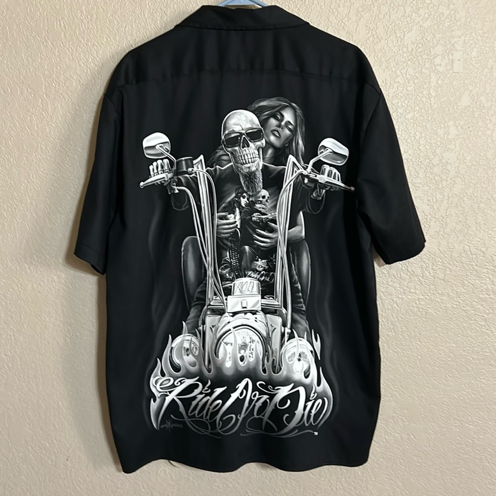 Ride or die, button up shirt men’s large